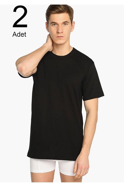 Tutku Men's Black 2-Pack Crew Neck Undershirt Elf568tccm2 New Season