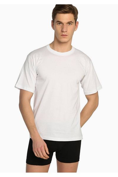 Tutku Men's White Men's Crew Neck Undershirt Elf568tccm New Season (3 Economic Pack)