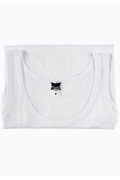 Tutku Tricou pentru băiat, alb cu nervuri, 100% bumbac, sezon nou (pachet de 4 economice)