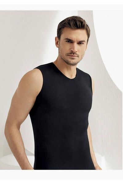 Şahinler Men's Black Zero Sleeve V-Neck Lycra Undershirt M New Season