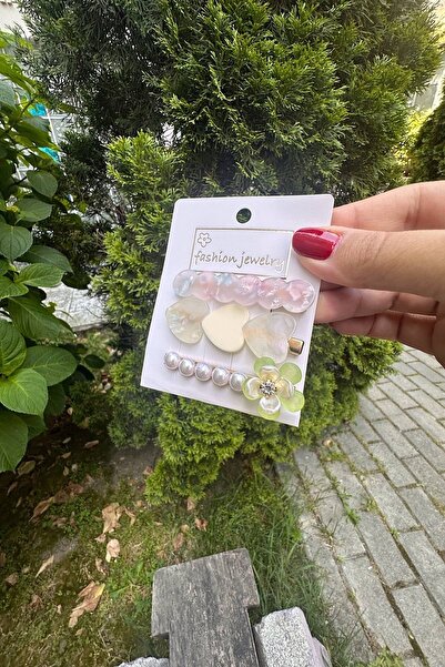 DodoButik Набір з 3-х шпильок з перлинками та сердечками