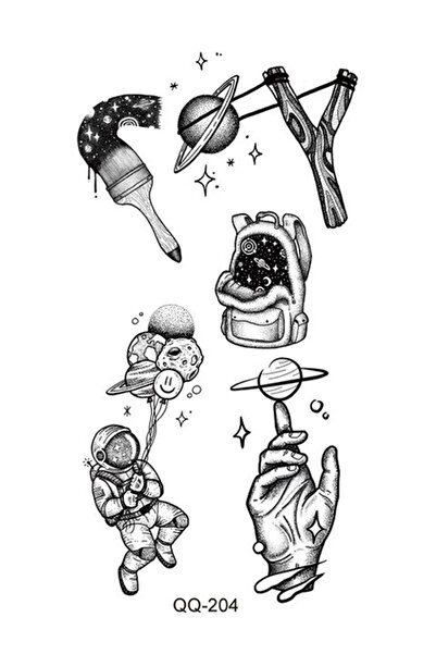 Everglow Jewelry Minimal Uzay Temalı Geçici Dövme Tatto