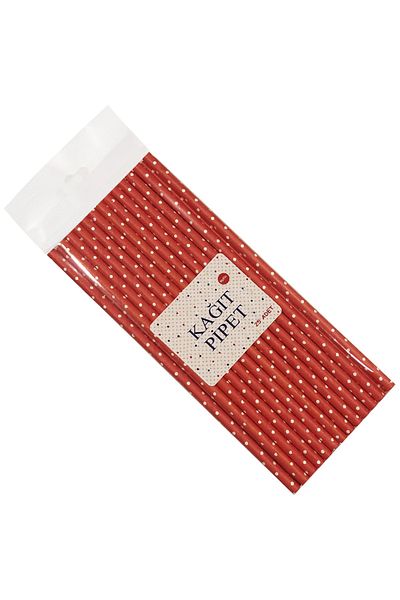 Chuva Paper Straws Red with White Points 25 Pieces