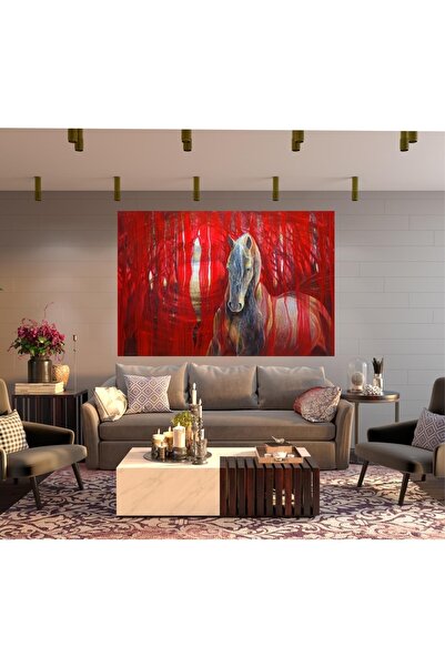 HDART Modern Soyut Kırmızı Çizgiler At Duvar Kanvas Tablosu tablo