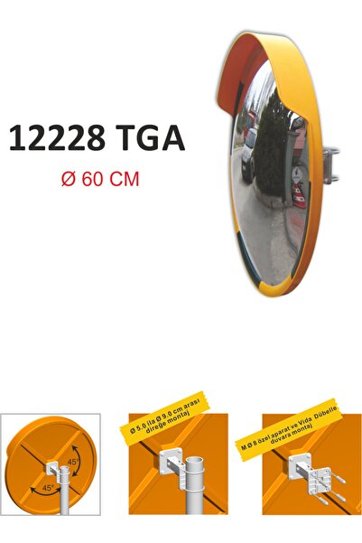 vizyon trafik Evelux Trafik Güvenlik Aynası (Ø60CM) Tümsek Ayna, Otopark Aynası Sarı-siyah 12228 Tga
