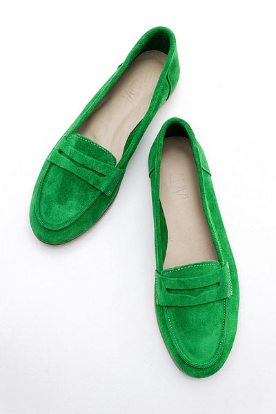 LuviShoes F02 Grasgrüne Ballerinas für Damen