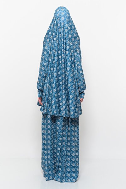 Altobeh Practical Two-Piece Sun Patterned Bat Sleeve Hijab Lycra Muslim Prayer Dress 992-0316