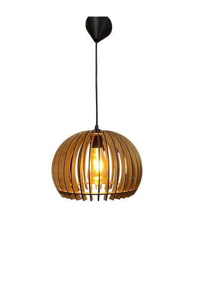aladepo Decorative Rustic Wooden Poppy Globe Chandelier Light Oak