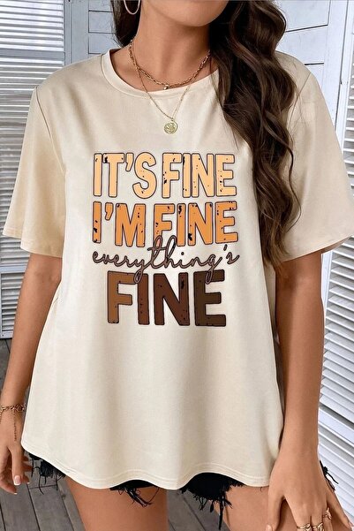 Keywest U redu je, ja sam dobro Štampano Oversize kroj okrugla kragna T-shirt