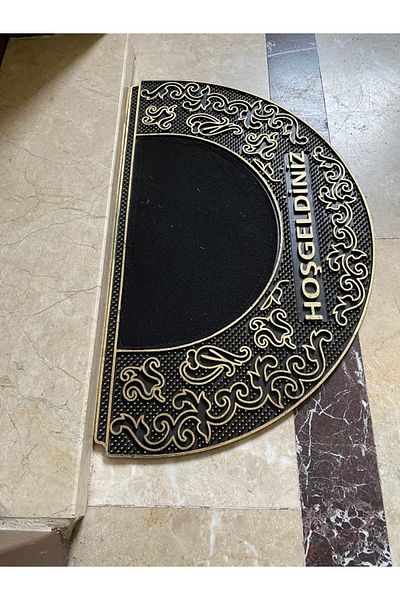 RENK YAPI RÜYASI Door Mat, Door Entrance, Rubber, Ethnic Patterned, 70cm Diameter, Semi-Circular, Easy to Clean, Does Not Deteriorate Due to Moisture
