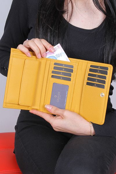 Grande 2639 Genuine Leather Women's Wallet Yellow