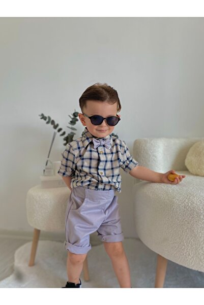 favorimkids Striped Shirt Set (Pants, Shirt, Bow Tie) 3 Piece Set