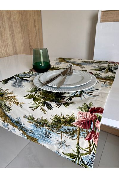 Parla Life Patterned Duck Linen Runner 40x140 Cm