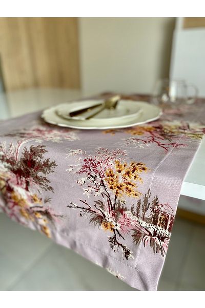 Parla Life Patterned Duck Linen Runner 40x140 Cm