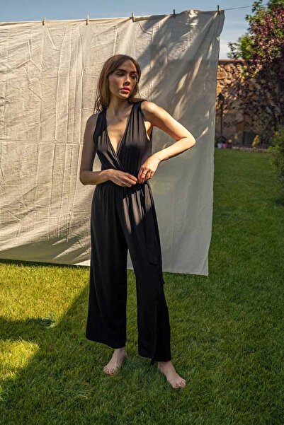 bed and beyond Siyah Uzun Tulum Kruvaze Yaka