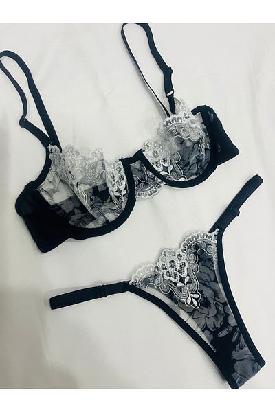 mendoza store Σετ σουτιέν Brode Μαύρο και Floral