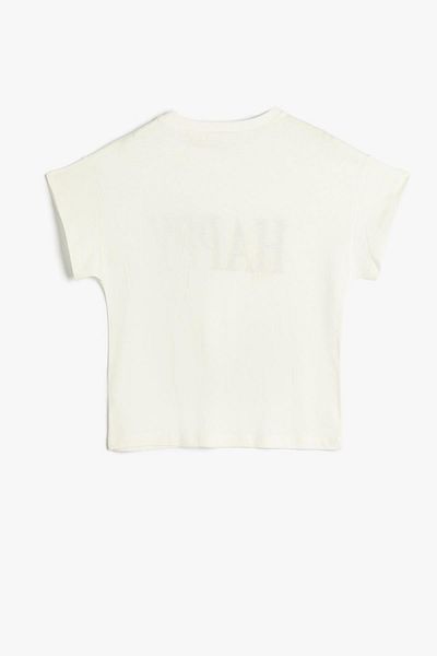 Koton T-shirt dziewczęcy w kolorze ecru