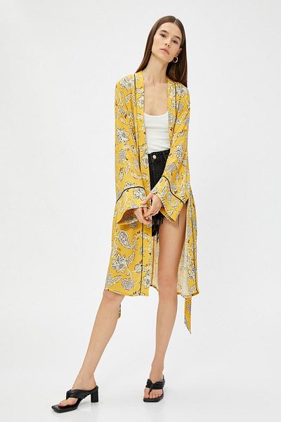 Koton Women's Mustard Patterned Jacket