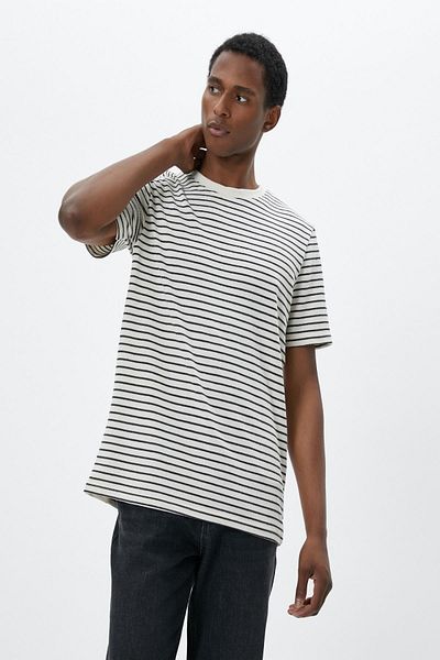 Koton Grau gestreiftes T-Shirt für Herren