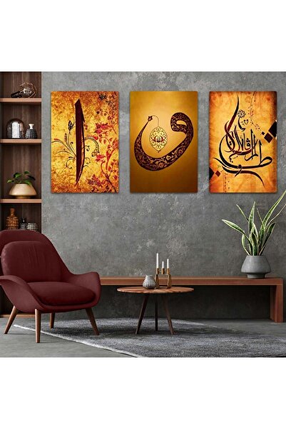 Zevahir Mobilya Dekorasyon Set de masă religioasă din MDF triplu Elif Vav