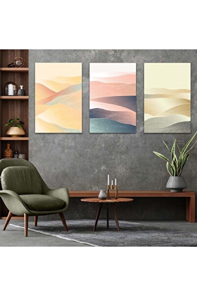 Zevahir Mobilya Dekorasyon Set de masă cu model abstract MDF triplu