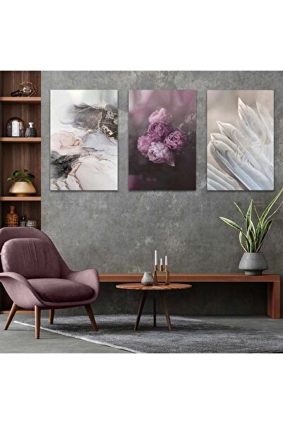 Zevahir Mobilya Dekorasyon Комплект за рисуване с троен MDF "Лилава роза"