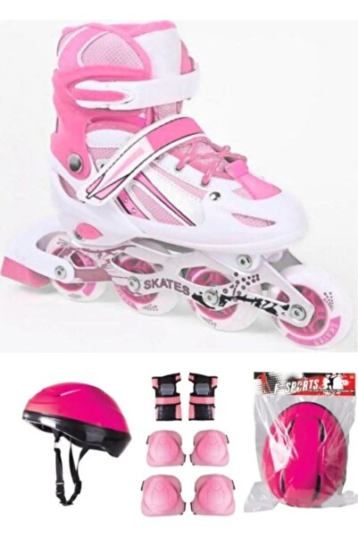 Genel Markalar Ayarlanabilir Pembe Alıştırma Paten Ve Kask Dizlik Dirseklik K...