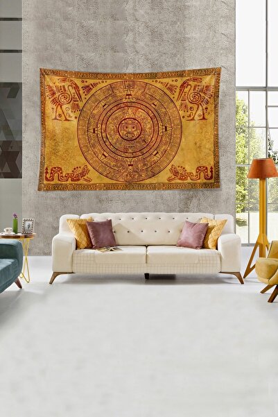 Latibule Antik Mısır Figürlü Leke Tutmaz Kadife Dokulu Kumaş Duvar Örtüsü Duvar Halısı Tapestry