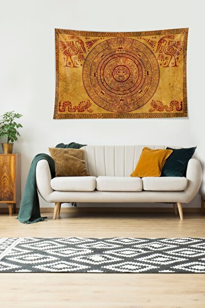 Latibule Antik Mısır Figürlü Leke Tutmaz Kadife Dokulu Kumaş Duvar Örtüsü Duvar Halısı Tapestry