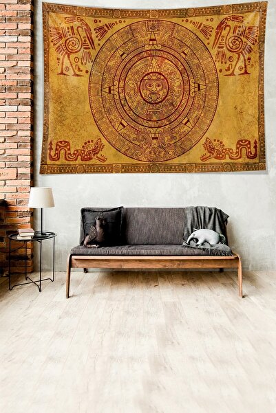 Latibule Antik Mısır Figürlü Leke Tutmaz Kadife Dokulu Kumaş Duvar Örtüsü Duvar Halısı Tapestry