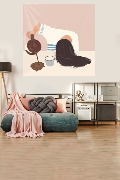 Latibule Sleepwalker Pattern Stain Resistant Velvet Textured Fabric Wall Clot...