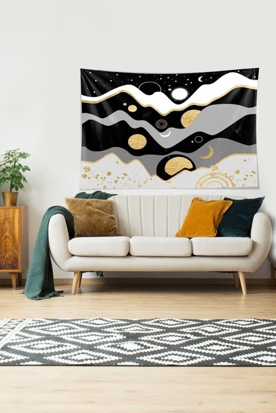 Latibule Geometric Color Blocked Stain Resistant Velvet Textured Fabric Wall ...