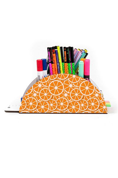 kutuTR Vip Fruit Series - Rainbow Patterned Ruled Desktop Pen Holder Organizer Assembled Box