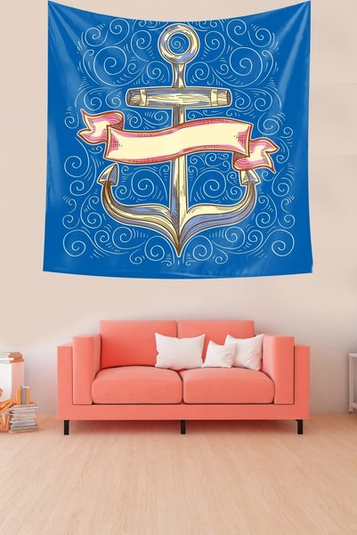 Latibule Sailor Sailor Anchor Pattern Stain Resistant Velvet Textured Fabric ...