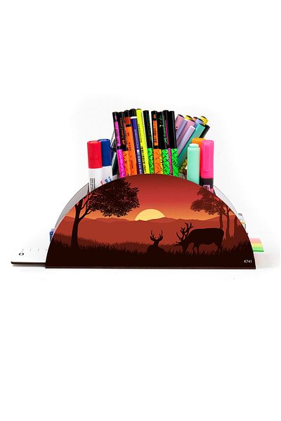 kutuTR Wooden Vip Ai Model Series Desktop Pen Holder Organizer with Rainbow Ruler Assembled Box