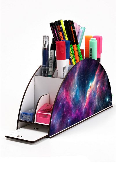 kutuTR Wooden Vip Ai Model Series Desktop Pen Holder Organizer with Rainbow Ruler Assembled Box