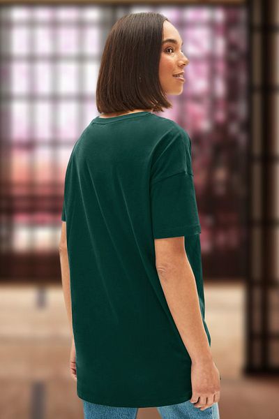 BESSA Tricou de bază din bumbac, verde, cu decolteu, oversize