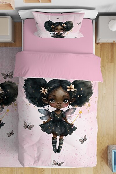 EVPANYA Pembe Çikolata Kız Desenli Tek Kişilik Bebek Çocuk Nevresim Seti