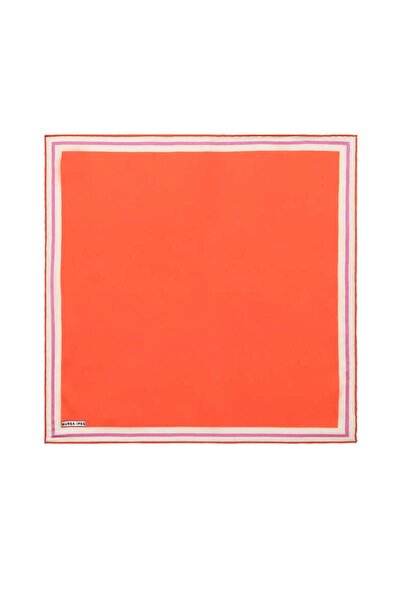 Bursa İpek Plain Silk Handkerchief - Orange and Bordered