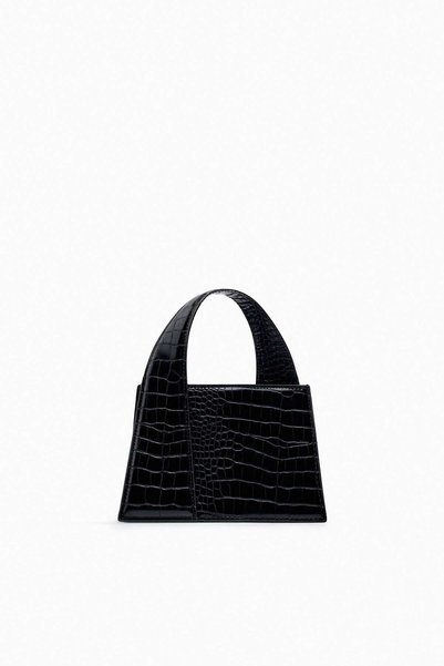 FARBAG Crocodile Skin Patterned City Black Bag