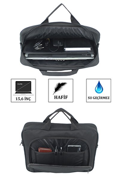 Case Club 15,6 Inç Laptop Evrak Çantası Darbe Emici Su Geçirmez Kumaş Omuz Askılı