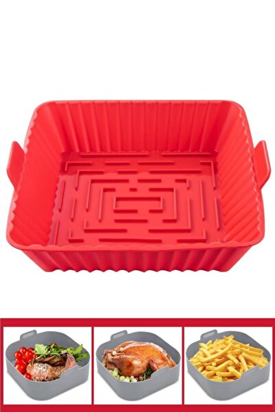 Silicolife Onikiden Yanmaz Yapışmaz Airfryer Silikon Kare Pişirme Kabı SL101 ...