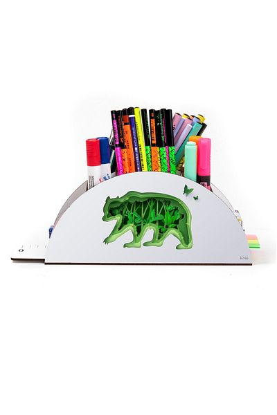 kutuTR Wooden VIP Vivies Series Desktop Pen Holder Organizer with Rainbow Ruler Assembled Box