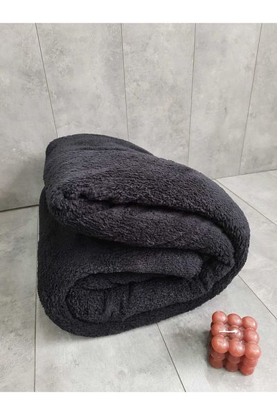 Teksev Aurora Black Color Welsoft Plush Double Blanket 185 X 220 Cm
