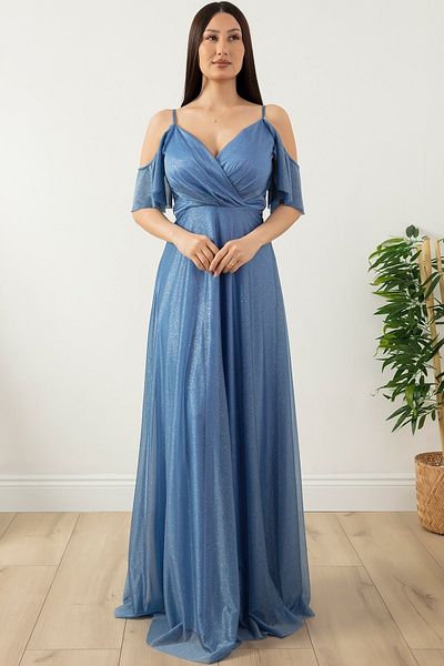 PULLIMM LONG DRESS WITH SILVERY SLINGS 13425