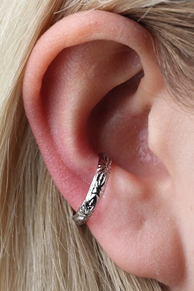 depozoom Gümüş Kaplama Ayarlanılabilir Sıkıştırılabilir Conch Orbital Earcuff Küpe