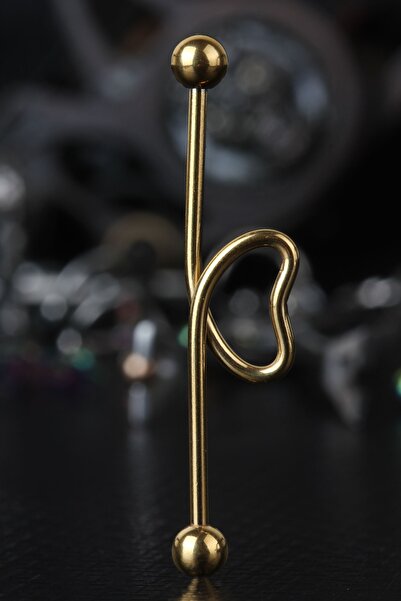 depozoom Cerrahi Çelik Kalp Köprü Piercing Gold
