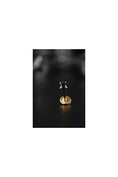 depozoom Cerrahi Çelik Kıkırdak Tragus Helix Zirkon Taş Labret Piercing Gold