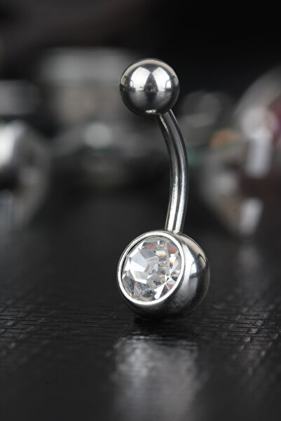 depozoom 316l Cerrahi Çelik Zirkon Taşlı Göbek Piercing