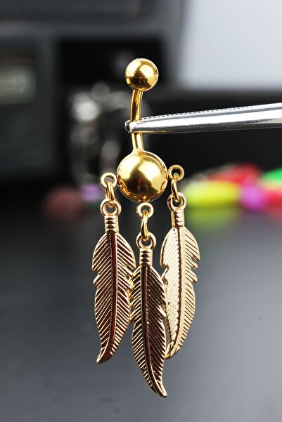 depozoom Cerrahi Çelik Üç Tüylü Özel Üretim Göbek Piercing